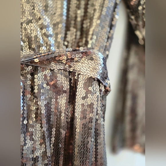 NWT! Mac Duggal, High Neck Long Sleeve Cocktail Dress, Taupe, Size 10, MSRP $398 - Picture 10 of 13